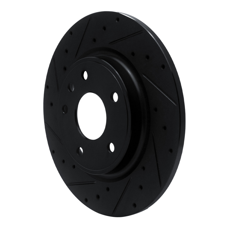 Chrysler Grand Caravan Brake Rotor (1) - Rear Left - R1 Concepts - Drilled & Slotted - Black - `17-`25